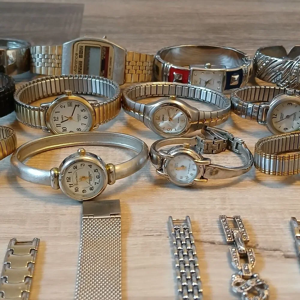 Lot 35+ Watches Parts/Repair ALL Metal Timex Liz Claiborne Armitron Jaclyn Smith
